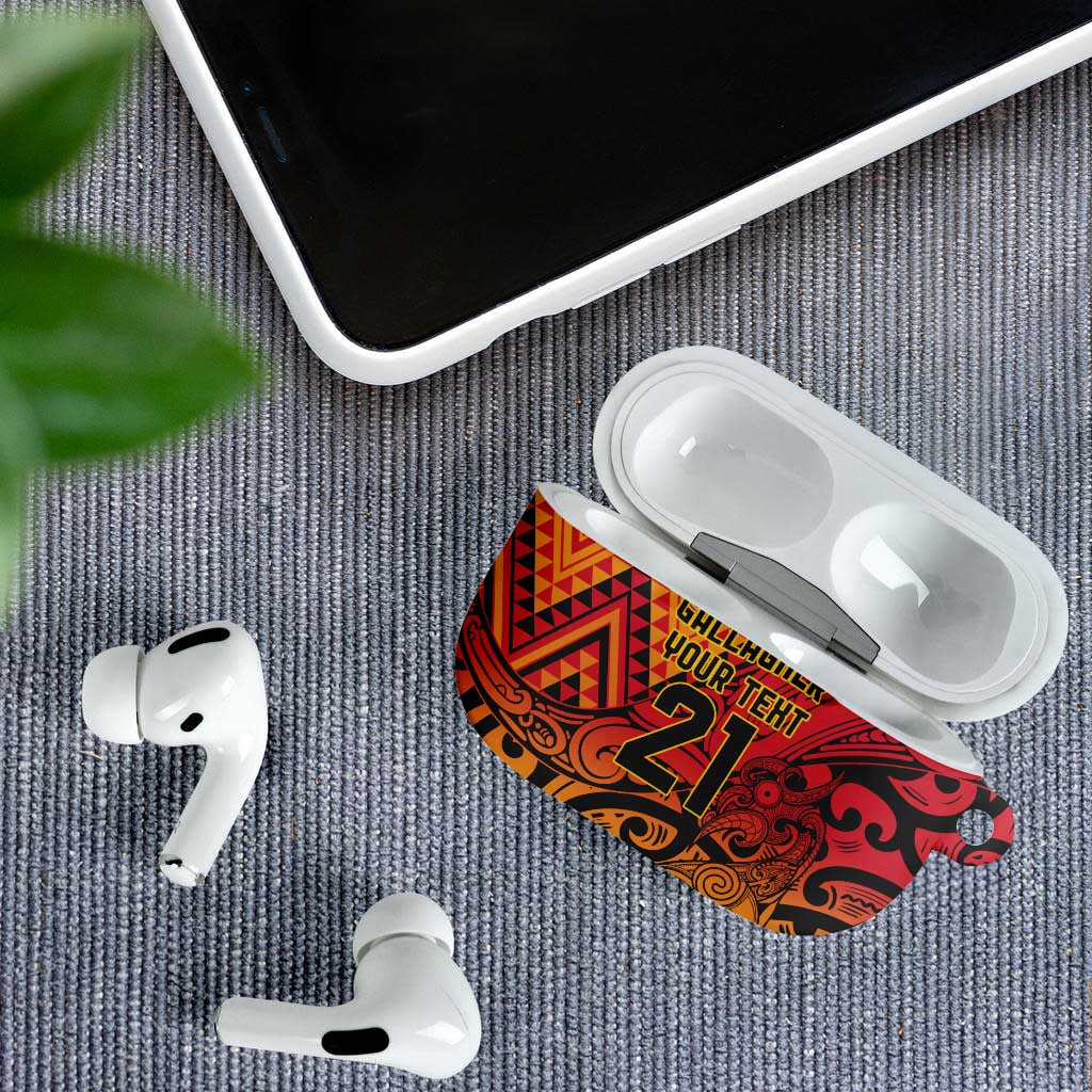 New Zealand Rangatira Custom AirPods Case Red and Gold Niho Taniwha Maori Tribal - Aussie Hoodie