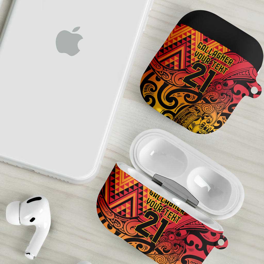 New Zealand Rangatira Custom AirPods Case Red and Gold Niho Taniwha Maori Tribal - Aussie Hoodie