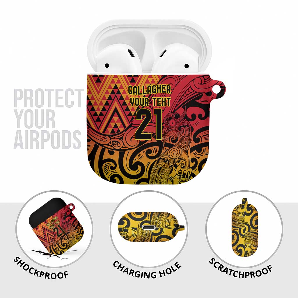 New Zealand Rangatira Custom AirPods Case Red and Gold Niho Taniwha Maori Tribal - Aussie Hoodie