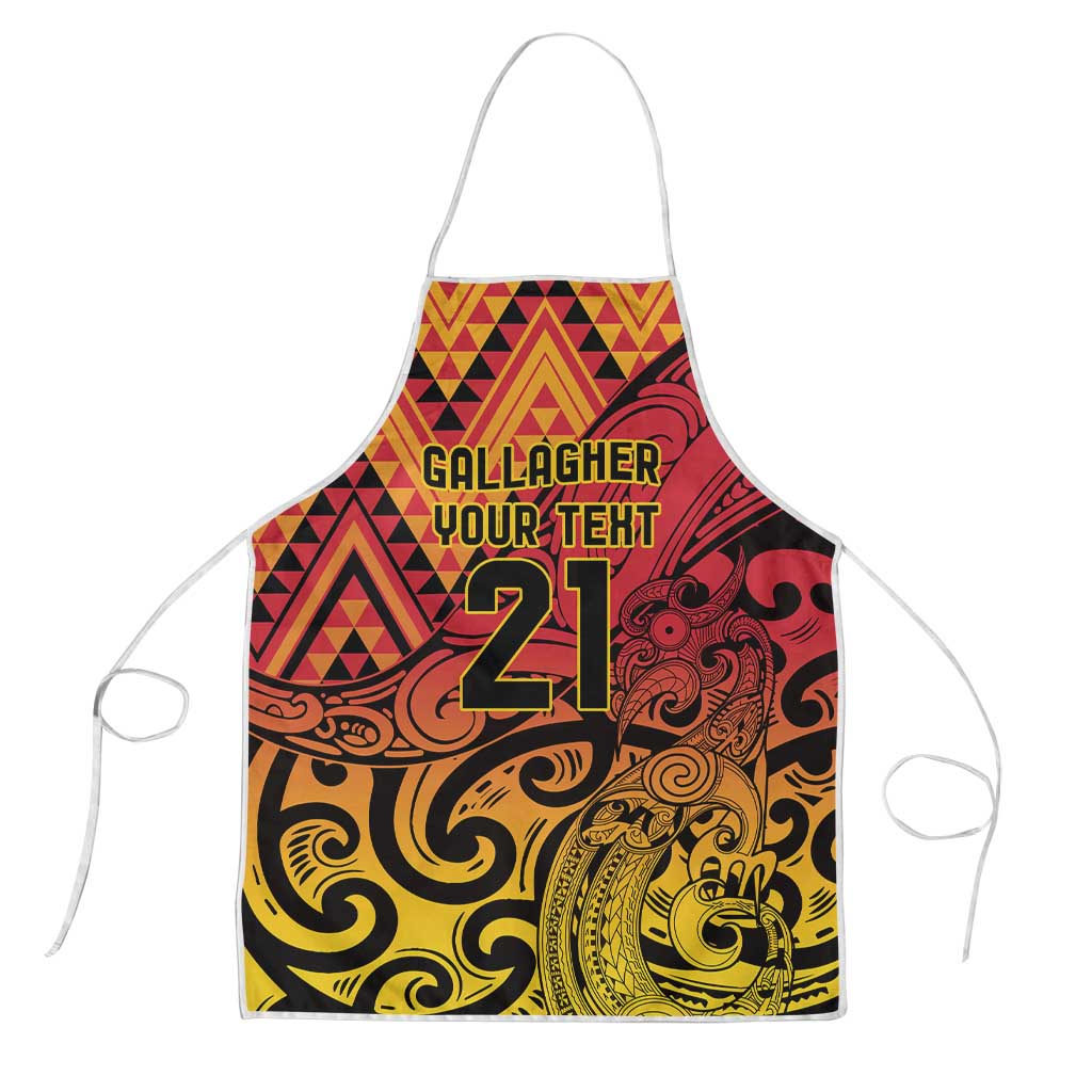 New Zealand Rangatira Custom Apron Red and Gold Niho Taniwha Maori Tribal - Aussie Hoodie