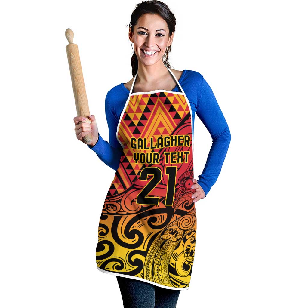 New Zealand Rangatira Custom Apron Red and Gold Niho Taniwha Maori Tribal - Aussie Hoodie