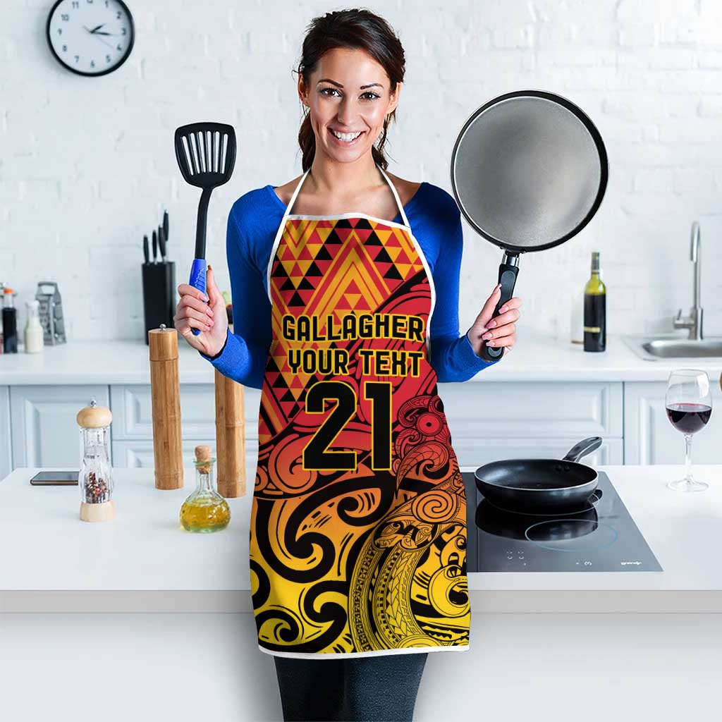 New Zealand Rangatira Custom Apron Red and Gold Niho Taniwha Maori Tribal - Aussie Hoodie