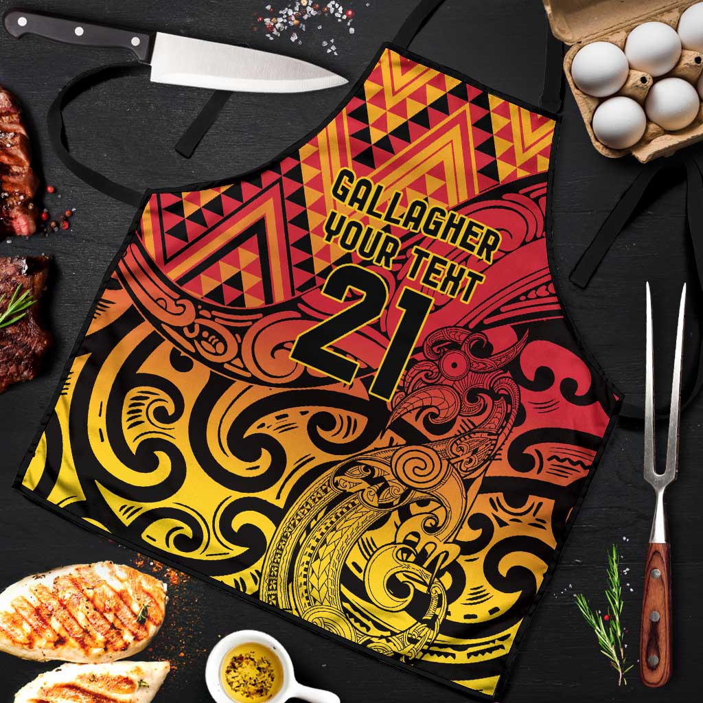 New Zealand Rangatira Custom Apron Red and Gold Niho Taniwha Maori Tribal - Aussie Hoodie