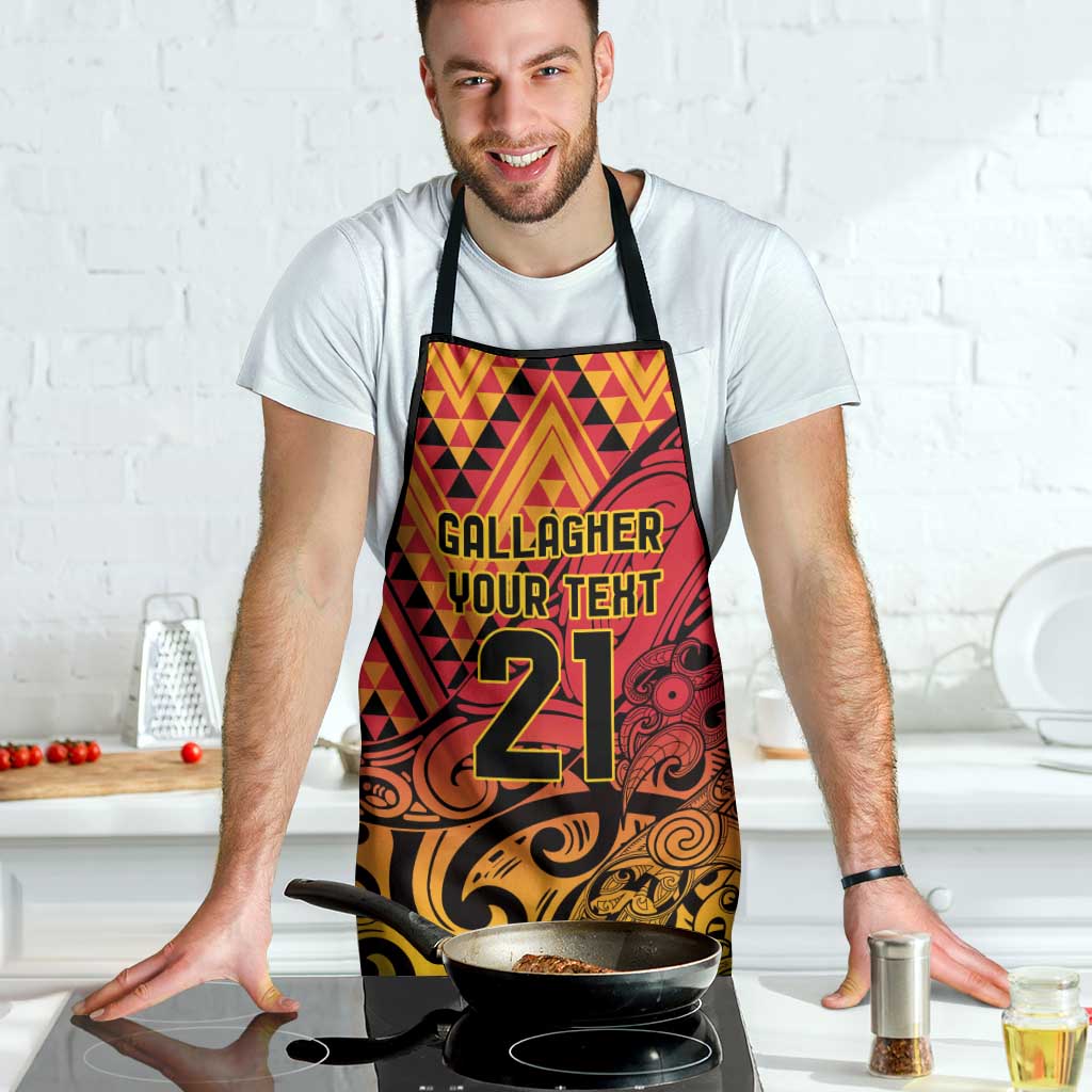 New Zealand Rangatira Custom Apron Red and Gold Niho Taniwha Maori Tribal - Aussie Hoodie