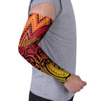 New Zealand Rangatira Custom Arm Sleeves Red and Gold Niho Taniwha Maori Tribal - Aussie Hoodie