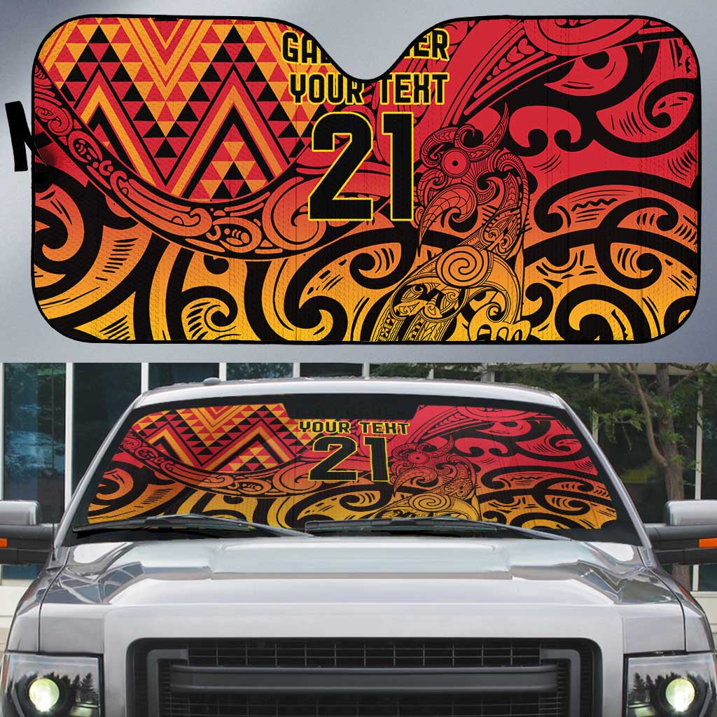 New Zealand Rangatira Custom Auto Sun Shade Red and Gold Niho Taniwha Maori Tribal - Aussie Hoodie