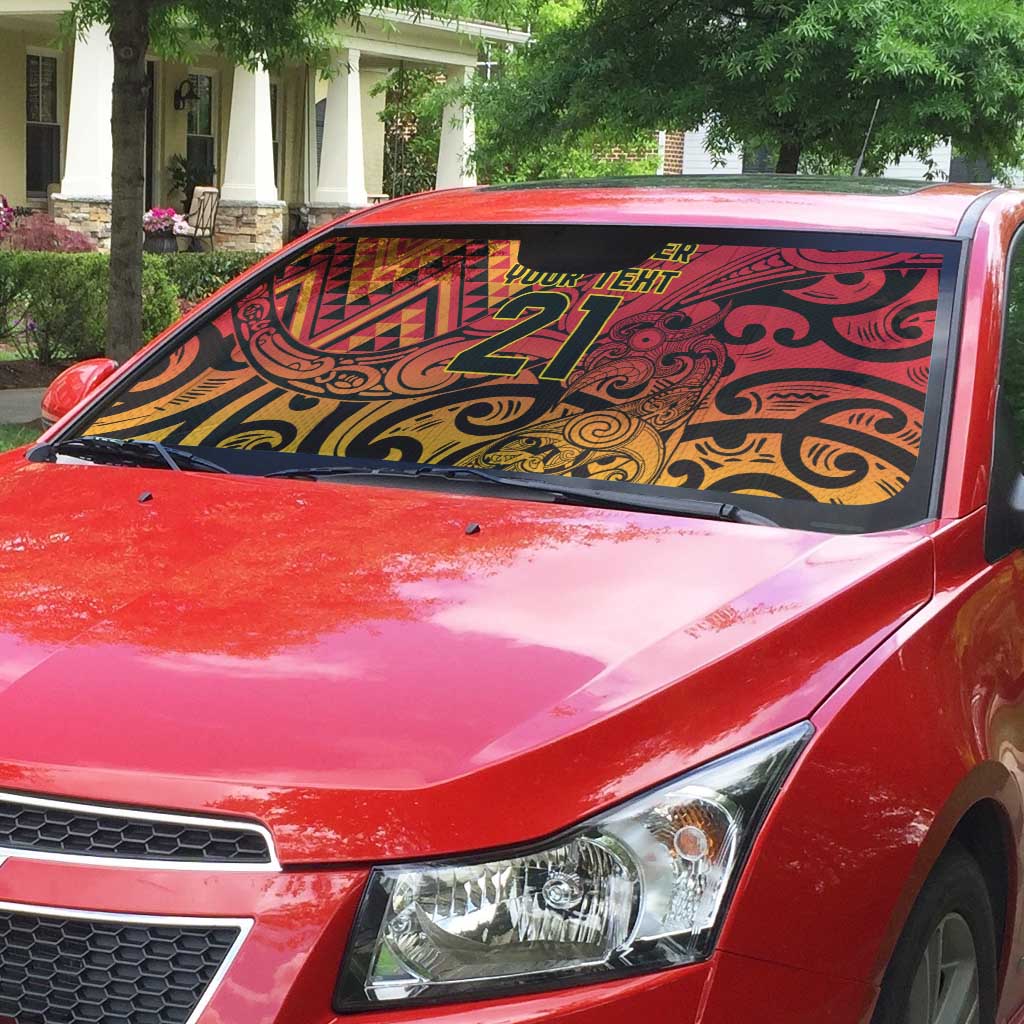 New Zealand Rangatira Custom Auto Sun Shade Red and Gold Niho Taniwha Maori Tribal - Aussie Hoodie