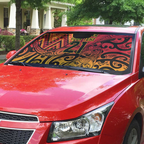 New Zealand Rangatira Custom Auto Sun Shade Red and Gold Niho Taniwha Maori Tribal - Aussie Hoodie