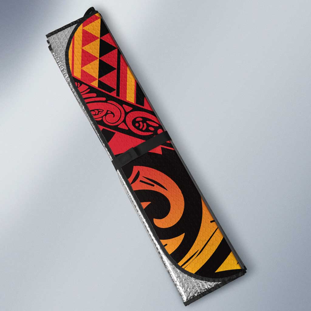 New Zealand Rangatira Custom Auto Sun Shade Red and Gold Niho Taniwha Maori Tribal - Aussie Hoodie