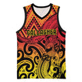 New Zealand Rangatira Custom Basketball Jersey Red and Gold Niho Taniwha Maori Tribal - Aussie Hoodie