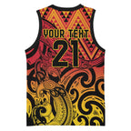New Zealand Rangatira Custom Basketball Jersey Red and Gold Niho Taniwha Maori Tribal - Aussie Hoodie