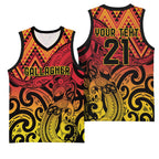New Zealand Rangatira Custom Basketball Jersey Red and Gold Niho Taniwha Maori Tribal - Aussie Hoodie