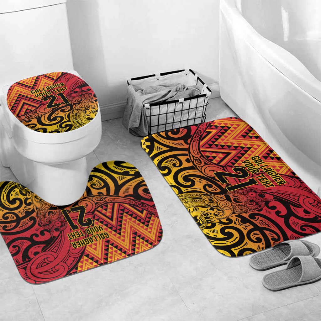 New Zealand Rangatira Custom Bathroom Set Red and Gold Niho Taniwha Maori Tribal - Aussie Hoodie