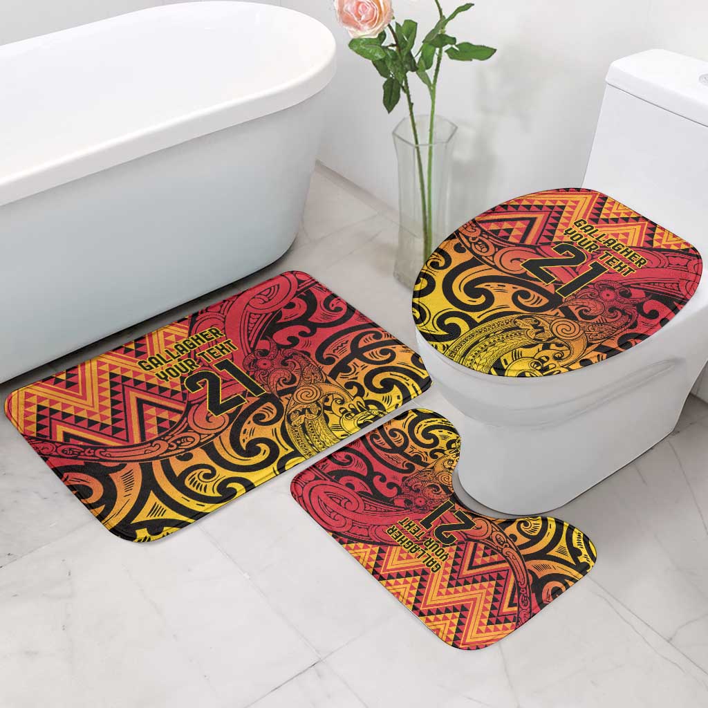 New Zealand Rangatira Custom Bathroom Set Red and Gold Niho Taniwha Maori Tribal - Aussie Hoodie