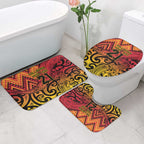 New Zealand Rangatira Custom Bathroom Set Red and Gold Niho Taniwha Maori Tribal - Aussie Hoodie