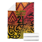New Zealand Rangatira Custom Blanket Red and Gold Niho Taniwha Maori Tribal