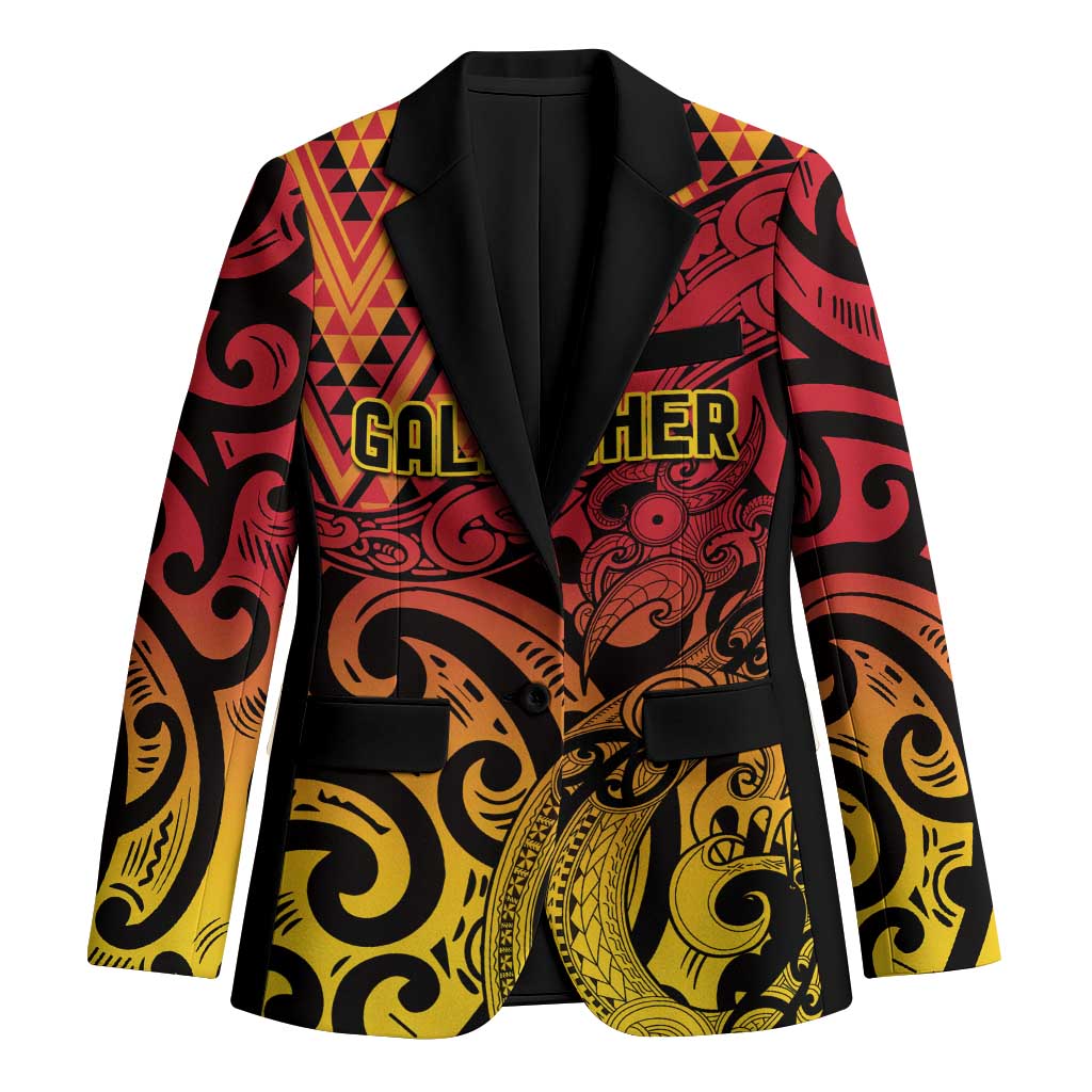 New Zealand Rangatira Custom Blazer Red and Gold Niho Taniwha Maori Tribal - Aussie Hoodie