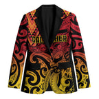 New Zealand Rangatira Custom Blazer Red and Gold Niho Taniwha Maori Tribal - Aussie Hoodie