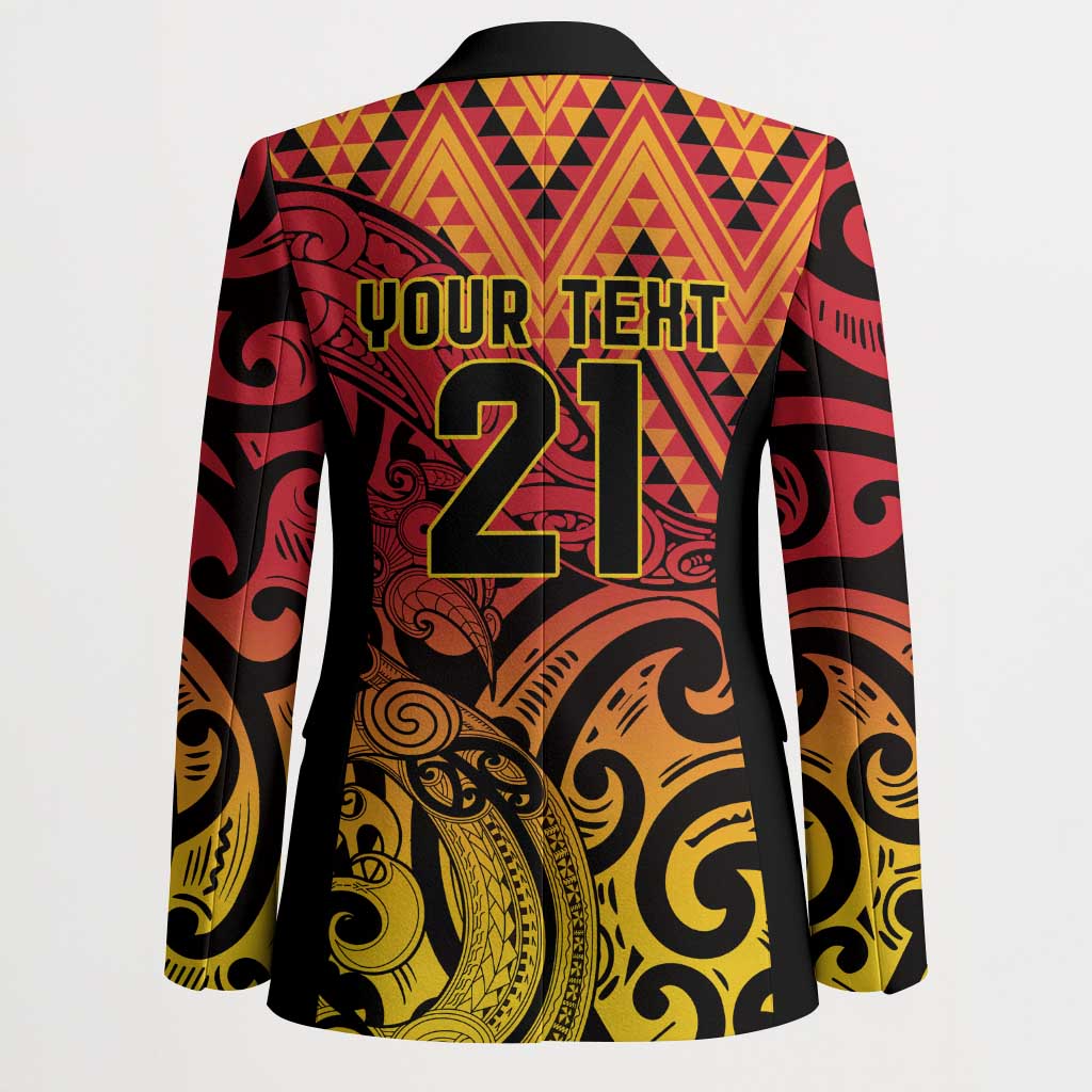 New Zealand Rangatira Custom Blazer Red and Gold Niho Taniwha Maori Tribal - Aussie Hoodie