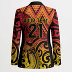 New Zealand Rangatira Custom Blazer Red and Gold Niho Taniwha Maori Tribal - Aussie Hoodie
