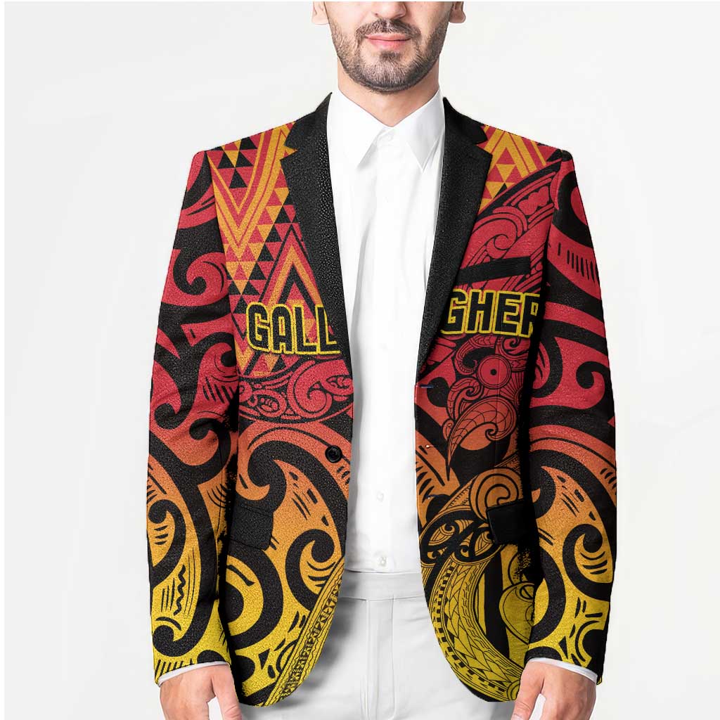 New Zealand Rangatira Custom Blazer Red and Gold Niho Taniwha Maori Tribal - Aussie Hoodie