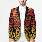 New Zealand Rangatira Custom Blazer Red and Gold Niho Taniwha Maori Tribal - Aussie Hoodie