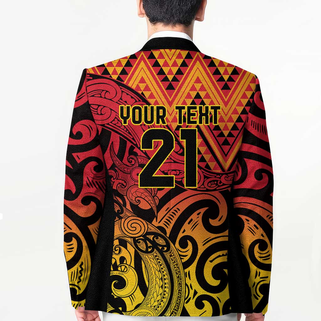 New Zealand Rangatira Custom Blazer Red and Gold Niho Taniwha Maori Tribal - Aussie Hoodie