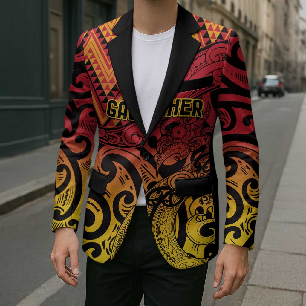 New Zealand Rangatira Custom Blazer Red and Gold Niho Taniwha Maori Tribal - Aussie Hoodie