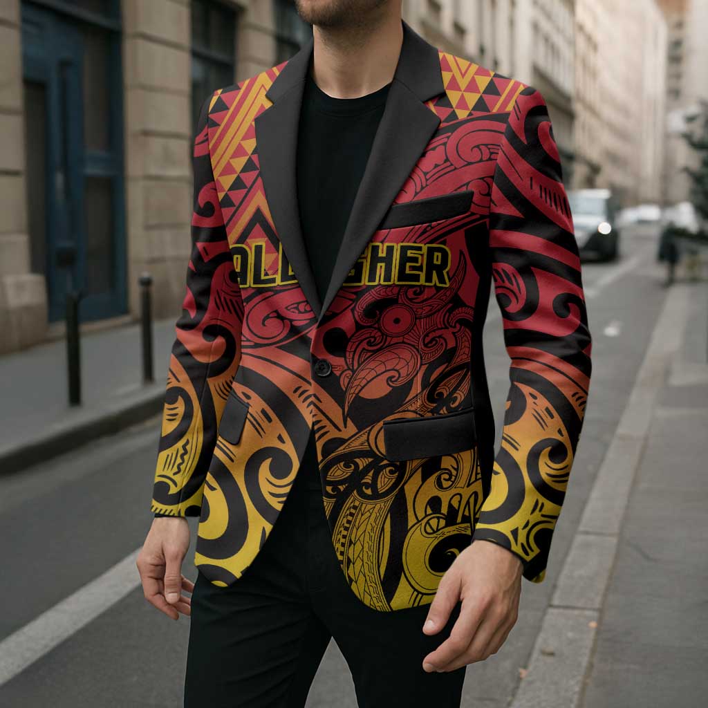 New Zealand Rangatira Custom Blazer Red and Gold Niho Taniwha Maori Tribal - Aussie Hoodie
