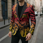 New Zealand Rangatira Custom Blazer Red and Gold Niho Taniwha Maori Tribal - Aussie Hoodie