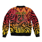 New Zealand Rangatira Custom Bomber Jacket Red and Gold Niho Taniwha Maori Tribal