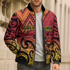 New Zealand Rangatira Custom Bomber Puffer Jacket Red and Gold Niho Taniwha Maori Tribal - Aussie Hoodie
