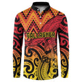 New Zealand Rangatira Custom Button Sweatshirt Red and Gold Niho Taniwha Maori Tribal