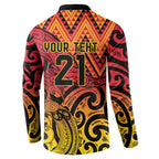 New Zealand Rangatira Custom Button Sweatshirt Red and Gold Niho Taniwha Maori Tribal