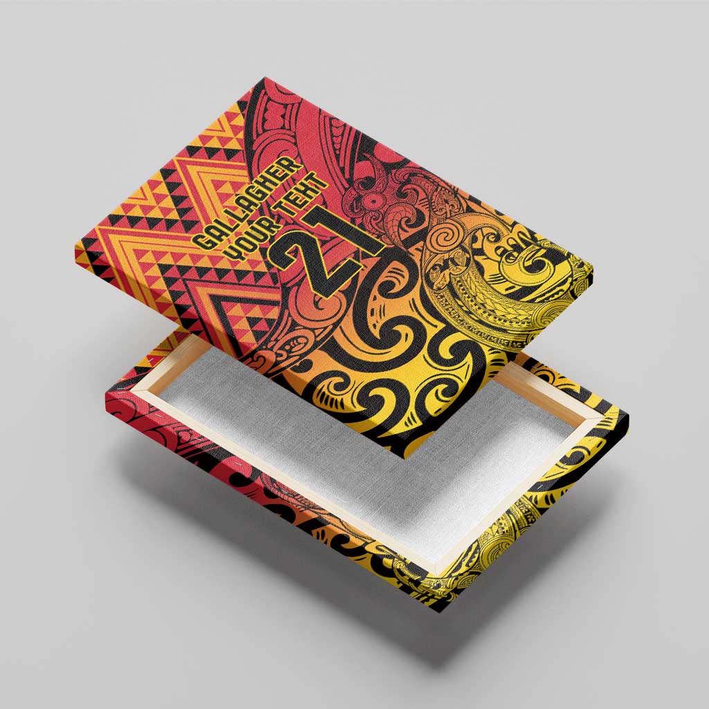 New Zealand Rangatira Custom Canvas Wall Art Red and Gold Niho Taniwha Maori Tribal