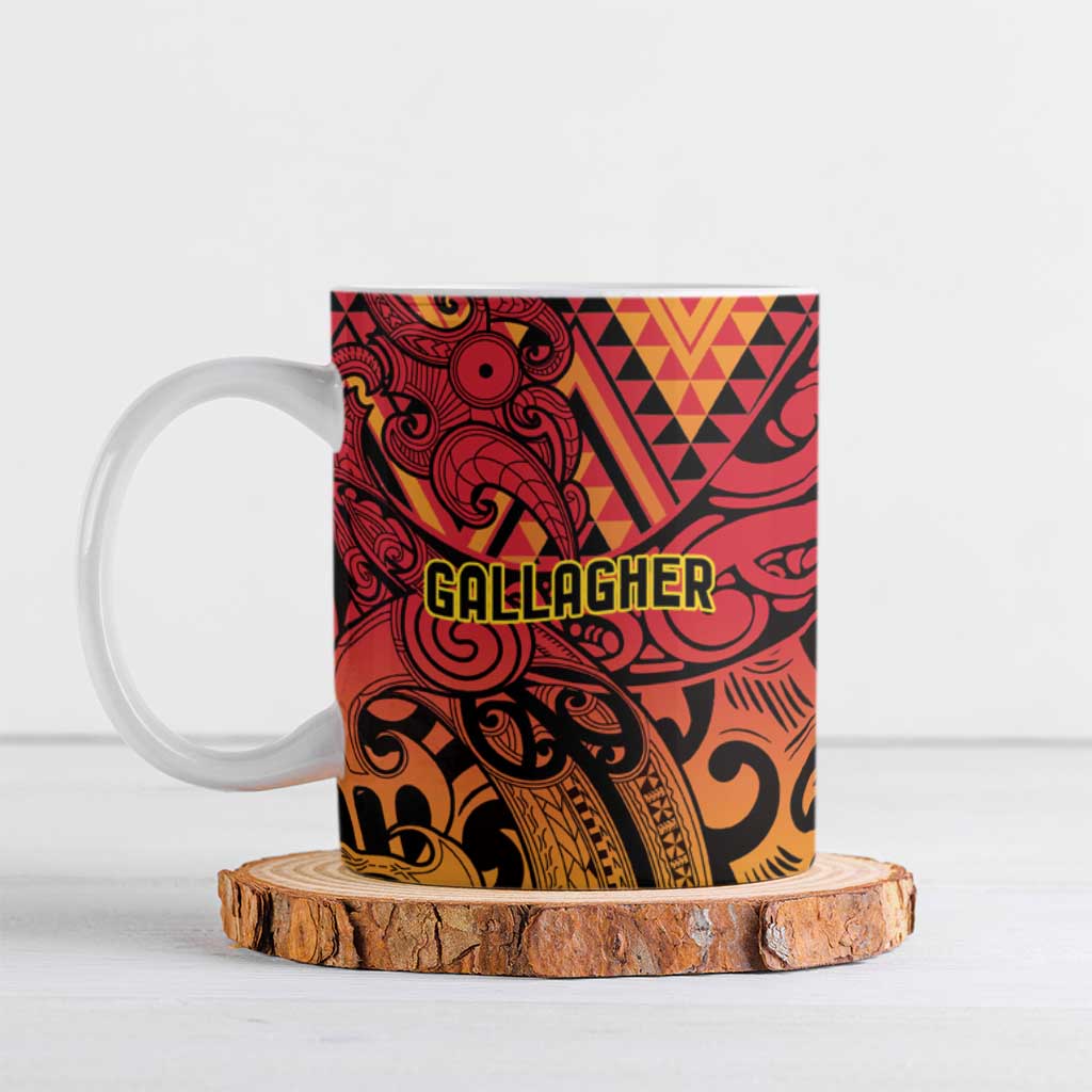 New Zealand Rangatira Custom Ceramic Mug Red and Gold Niho Taniwha Maori Tribal - Aussie Hoodie