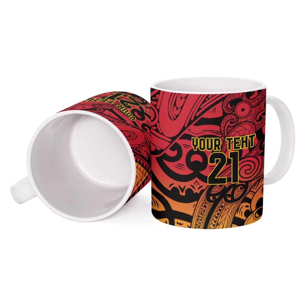 New Zealand Rangatira Custom Ceramic Mug Red and Gold Niho Taniwha Maori Tribal - Aussie Hoodie