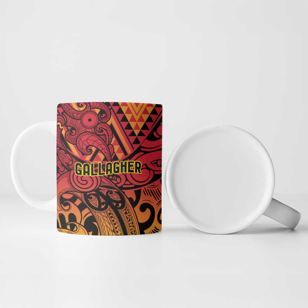 New Zealand Rangatira Custom Ceramic Mug Red and Gold Niho Taniwha Maori Tribal - Aussie Hoodie