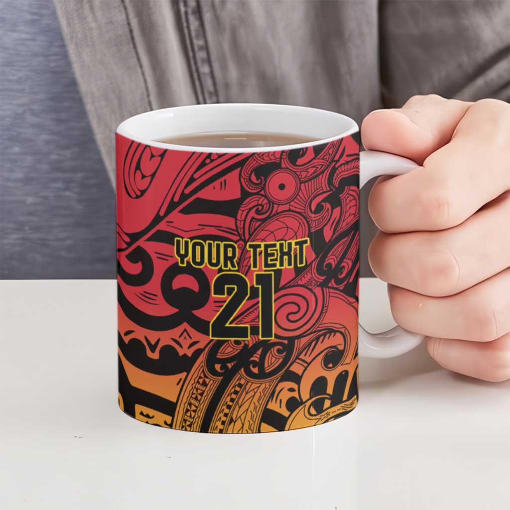 New Zealand Rangatira Custom Ceramic Mug Red and Gold Niho Taniwha Maori Tribal - Aussie Hoodie