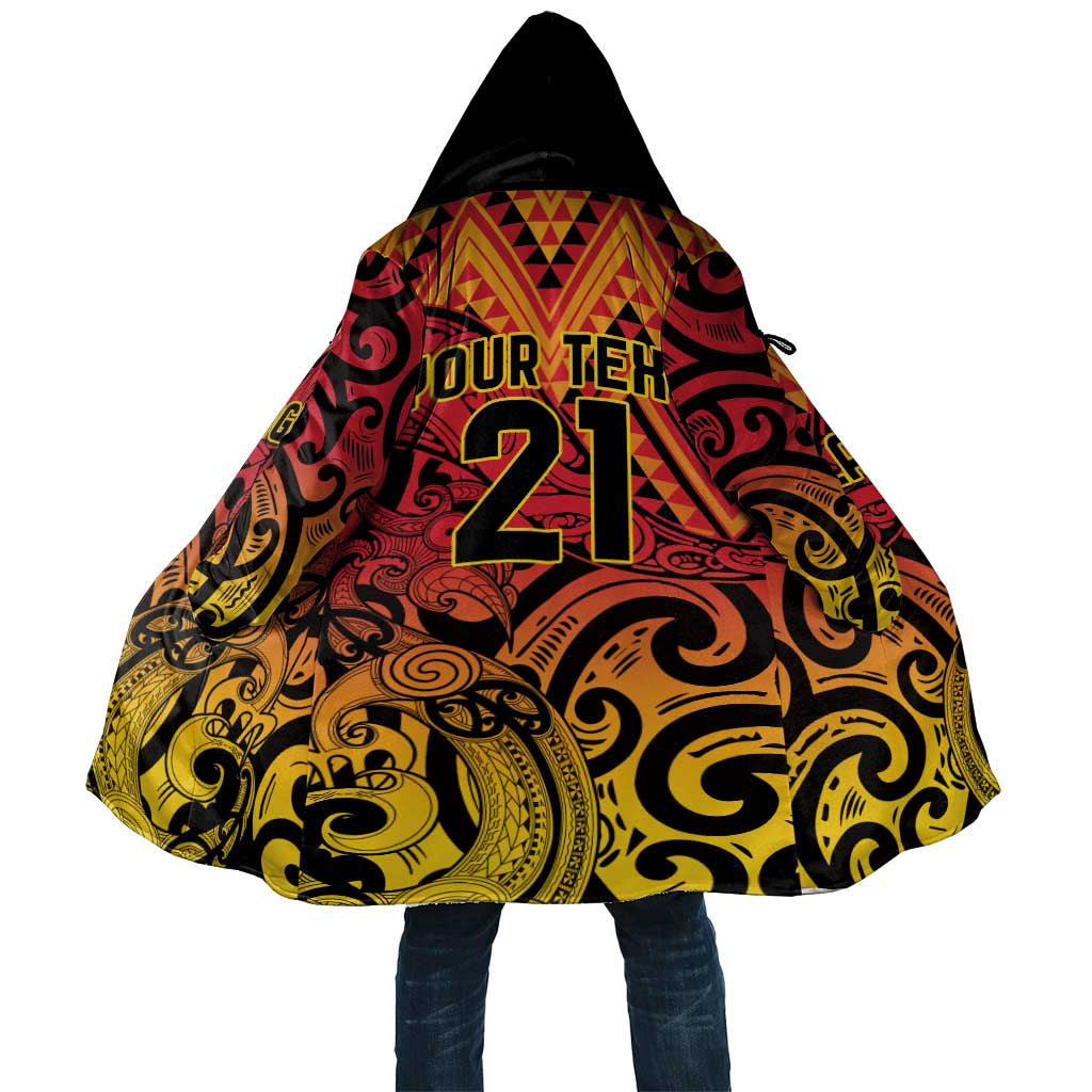 New Zealand Rangatira Custom Cloak Red and Gold Niho Taniwha Maori Tribal - Aussie Hoodie