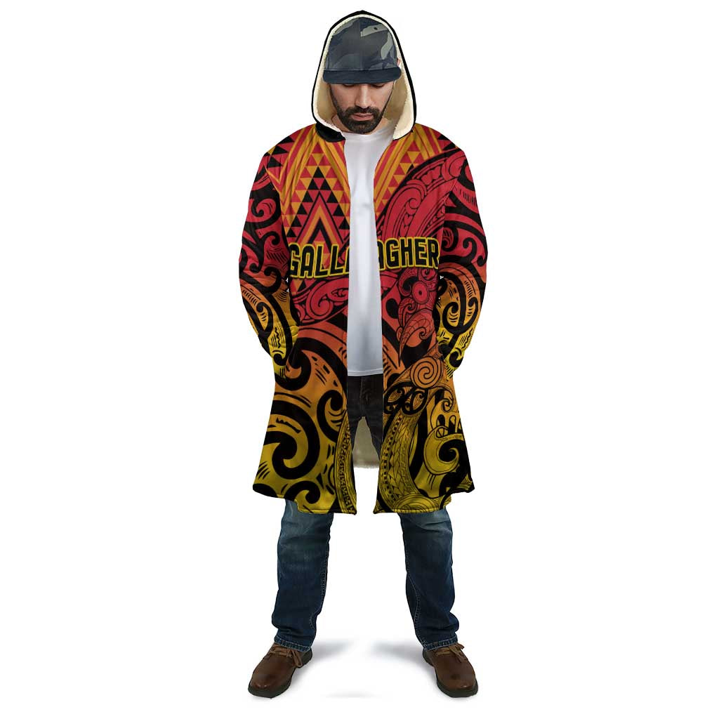 New Zealand Rangatira Custom Cloak Red and Gold Niho Taniwha Maori Tribal - Aussie Hoodie
