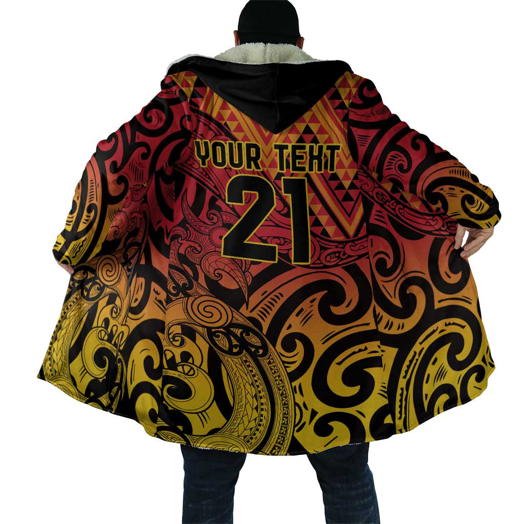 New Zealand Rangatira Custom Cloak Red and Gold Niho Taniwha Maori Tribal - Aussie Hoodie