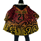 New Zealand Rangatira Custom Cloak Red and Gold Niho Taniwha Maori Tribal - Aussie Hoodie