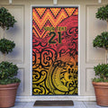 New Zealand Rangatira Custom Door Cover Red and Gold Niho Taniwha Maori Tribal - Aussie Hoodie