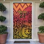 New Zealand Rangatira Custom Door Cover Red and Gold Niho Taniwha Maori Tribal - Aussie Hoodie