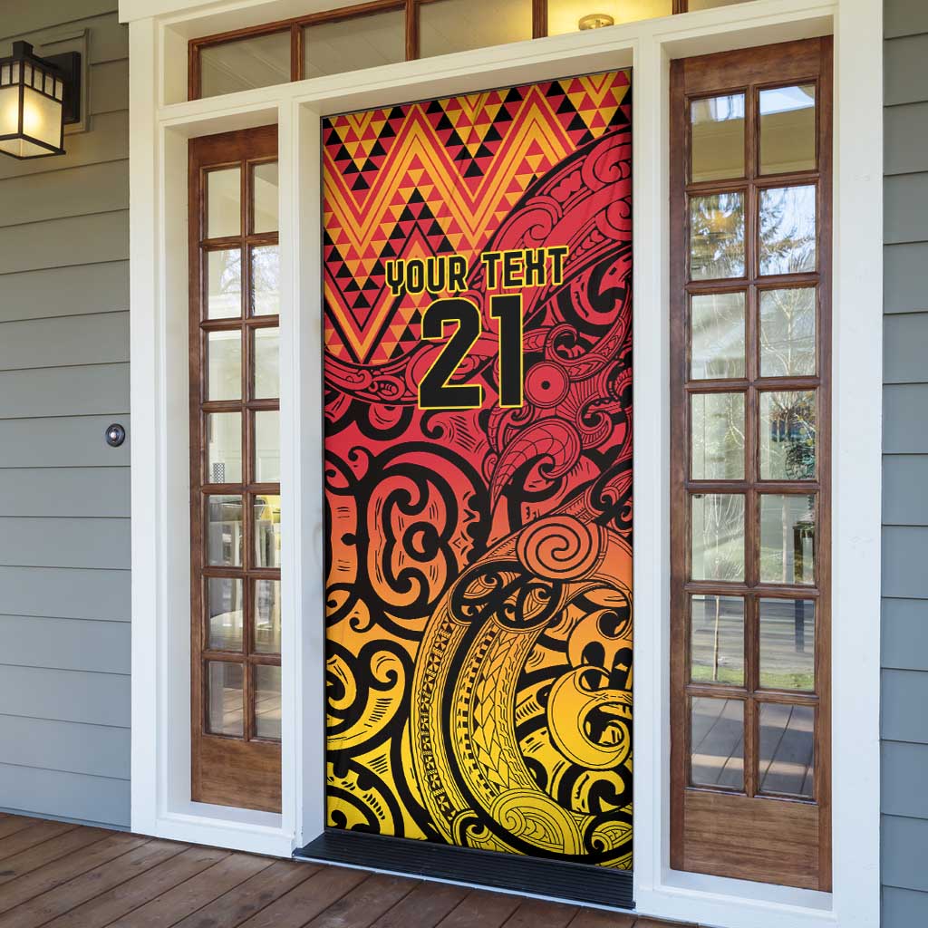 New Zealand Rangatira Custom Door Cover Red and Gold Niho Taniwha Maori Tribal - Aussie Hoodie
