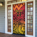 New Zealand Rangatira Custom Door Cover Red and Gold Niho Taniwha Maori Tribal - Aussie Hoodie