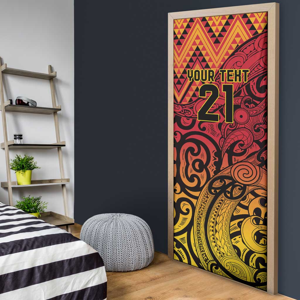 New Zealand Rangatira Custom Door Cover Red and Gold Niho Taniwha Maori Tribal - Aussie Hoodie