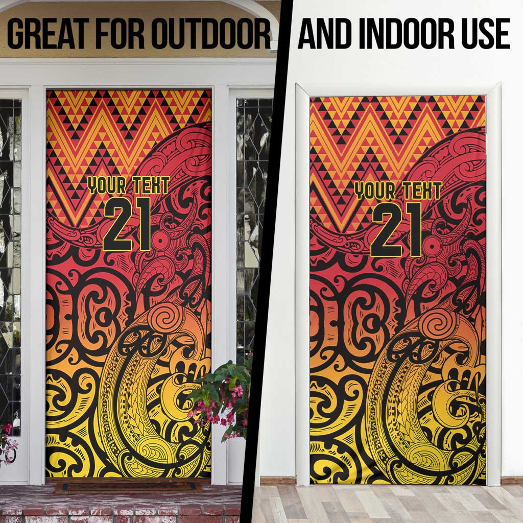 New Zealand Rangatira Custom Door Cover Red and Gold Niho Taniwha Maori Tribal - Aussie Hoodie
