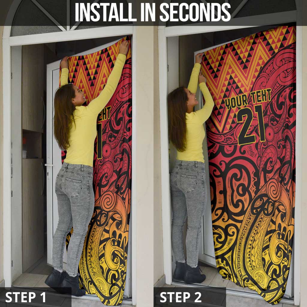 New Zealand Rangatira Custom Door Cover Red and Gold Niho Taniwha Maori Tribal - Aussie Hoodie